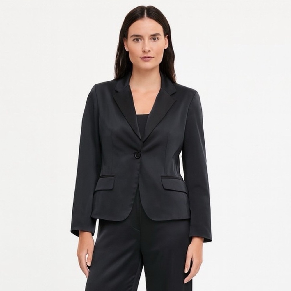 Theory Black Satin One Buttoned Blazer Size 8 Closet Stable